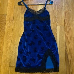 Blue Velvet Slip Dress